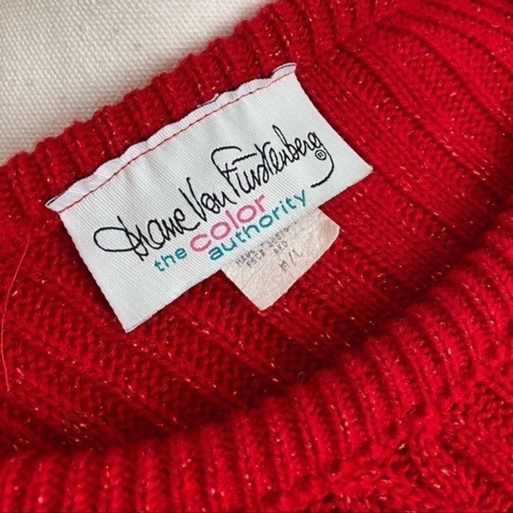 Vintage Diane Von Furstenberg Red Metallic Sweater - Picture 4 of 5
